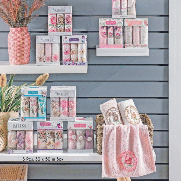 طقم بشاكير مطبخ rebeka 3 قطع قطن 100% تصميم ثلاثي الأبعاد