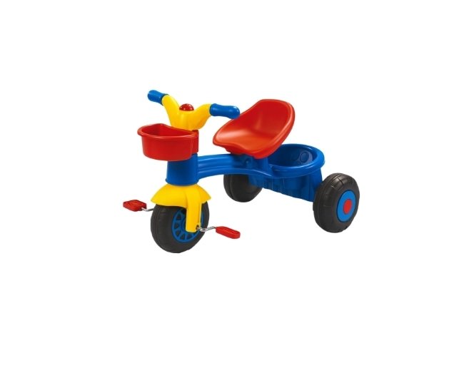 دراجة ثلاثية العجلات للأطفال – دراجة بلاستيكية ملونة مع مقعد مريح وسلة أمامية