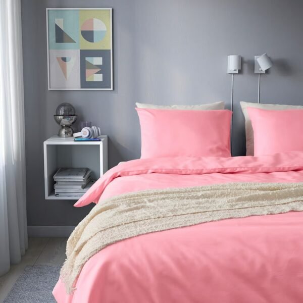 طقم ملاحف مفرد وجه لحاف مع ملف ووجه مخدة – مايكرو فايبر 100% قطن – تصميم عملي وأنيق