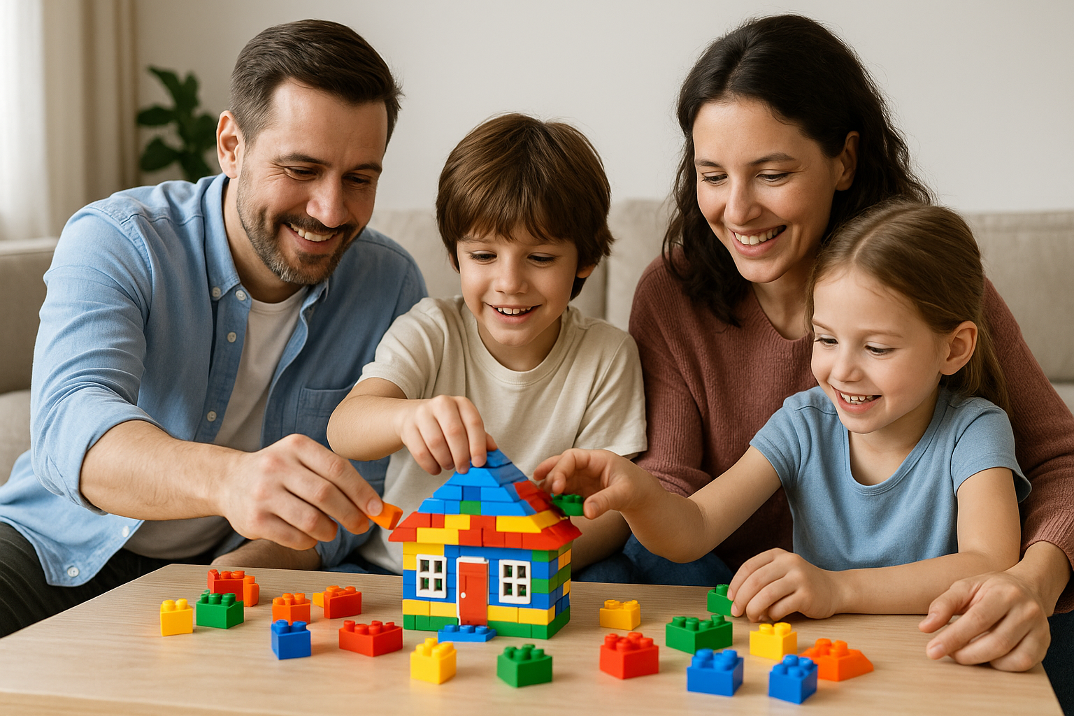 عائلة تلعب ألعاب تعليمية