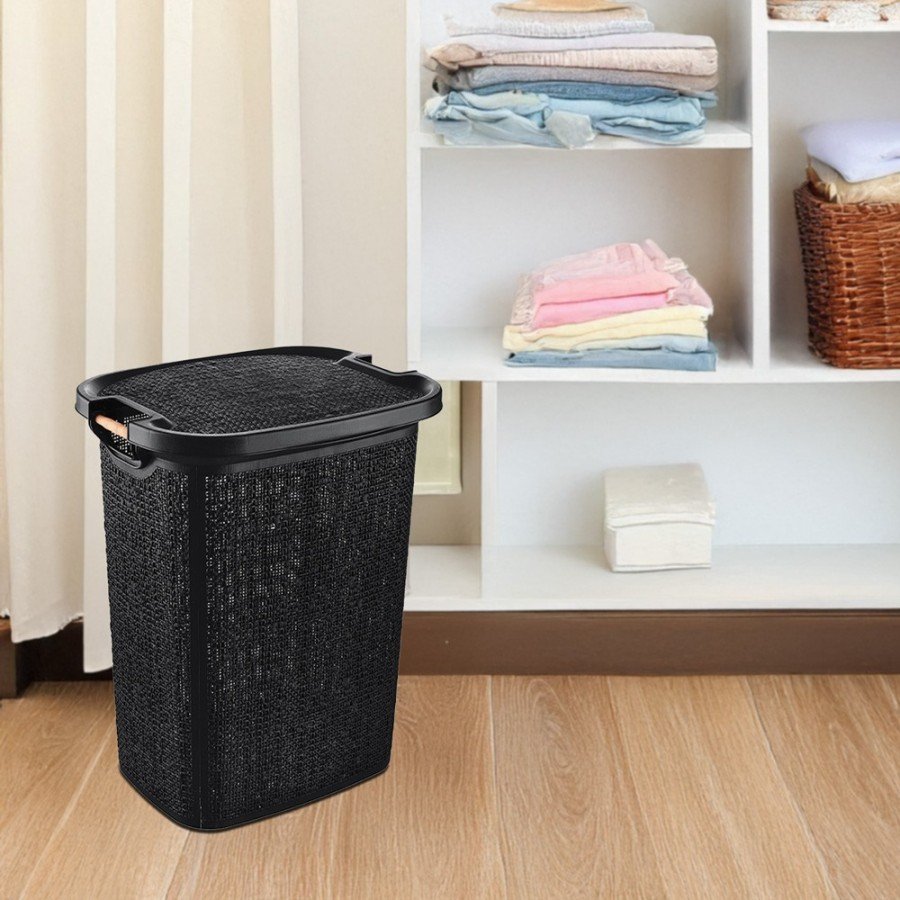 سلة غسيل بغطاء بلاستيك ريتان ثقيل 65 لتر ads040 – asude plus | متجر ببلاش