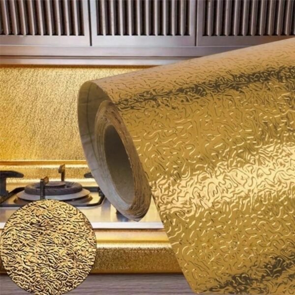 رول قصدير لاصق ذاتي ذهبي/فضي 60×200 سم – لتغليف وتغطية الأسطح الملساء | متجر ببلاش