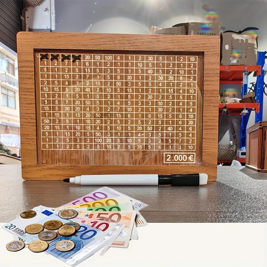 حصالة تحدي التوفير 1000 شيكل خشب – تصميم أنيق للتوفير الذكي | متجر ببلاش